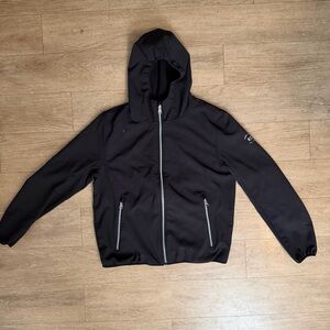 Kenneth Cole Black Hooded Windbreaker with Contrast Zippers size large